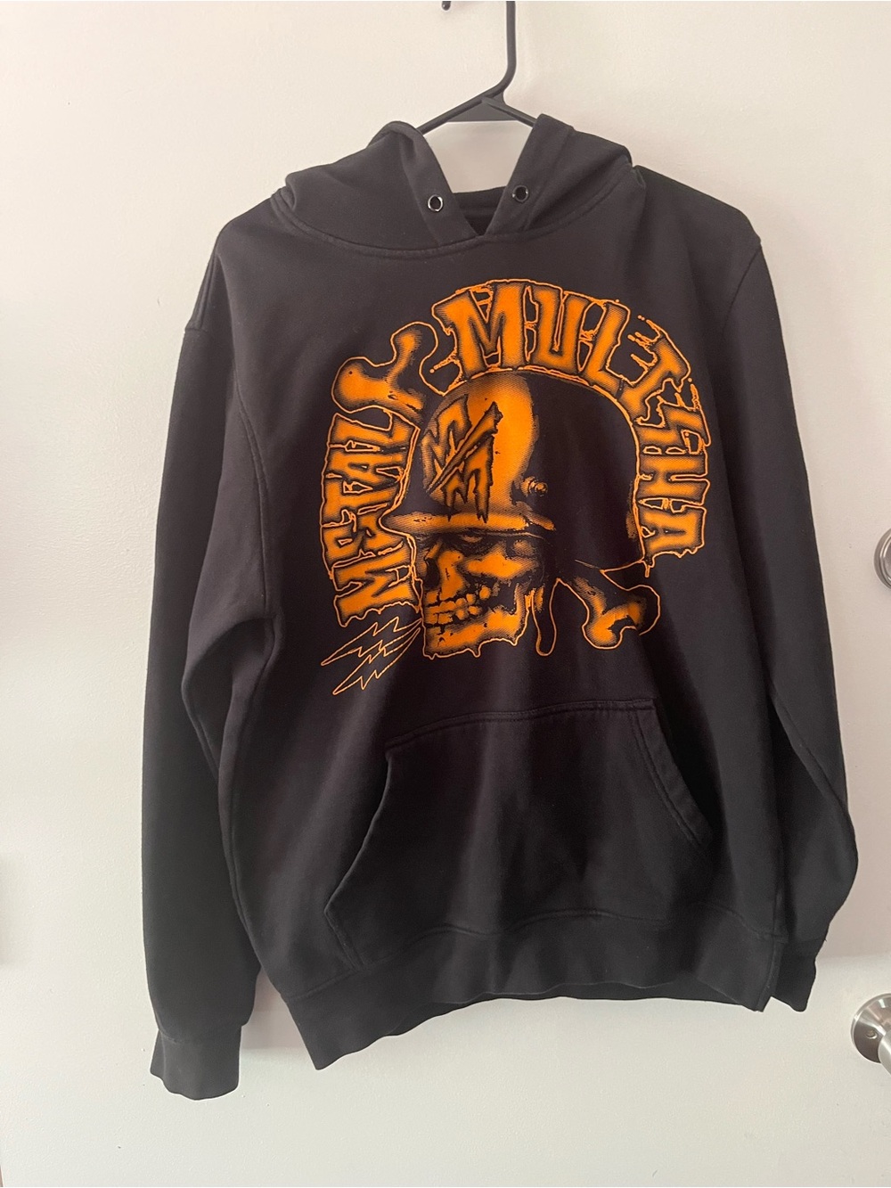 Metal Mulisha Black Hoodie with Orange Skull Graphic